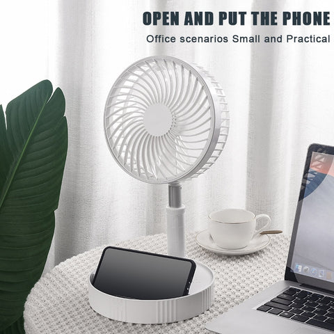 Retractable 2 In 1 Foldable and Portable Fan Small Mini Fan USB Charging Long Battery  Life Desktop Electric Smart Fan