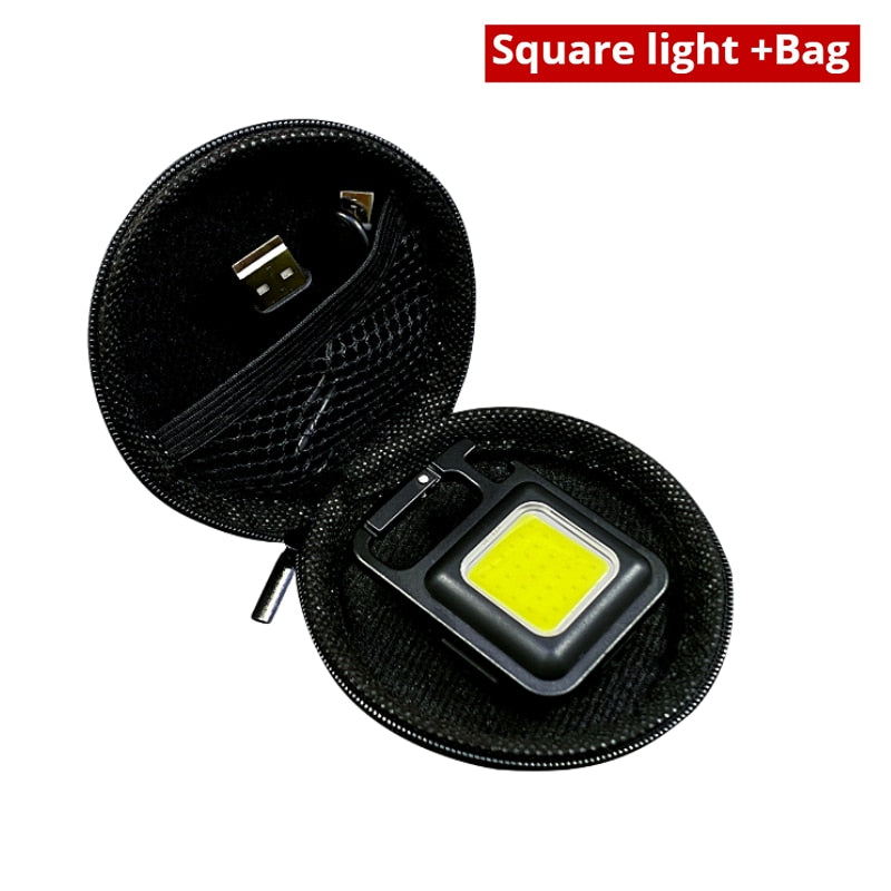 Mini led flashlight Work Light Portable Pocket Flashlight Keychains USB Rechargeable flashlight Outdoor Camping light Corkscrew