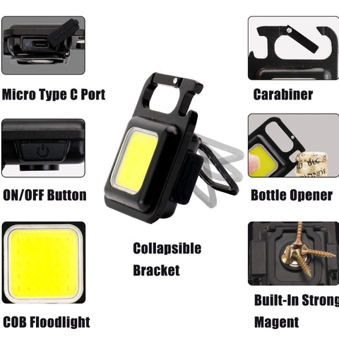 Mini led flashlight Work Light Portable Pocket Flashlight Keychains USB Rechargeable flashlight Outdoor Camping light Corkscrew